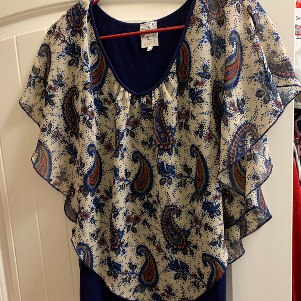 Naif Womens Paisley Floral Print Crew Neck Top